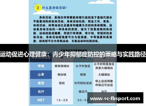 运动促进心理健康：青少年抑郁症防控的策略与实践路径